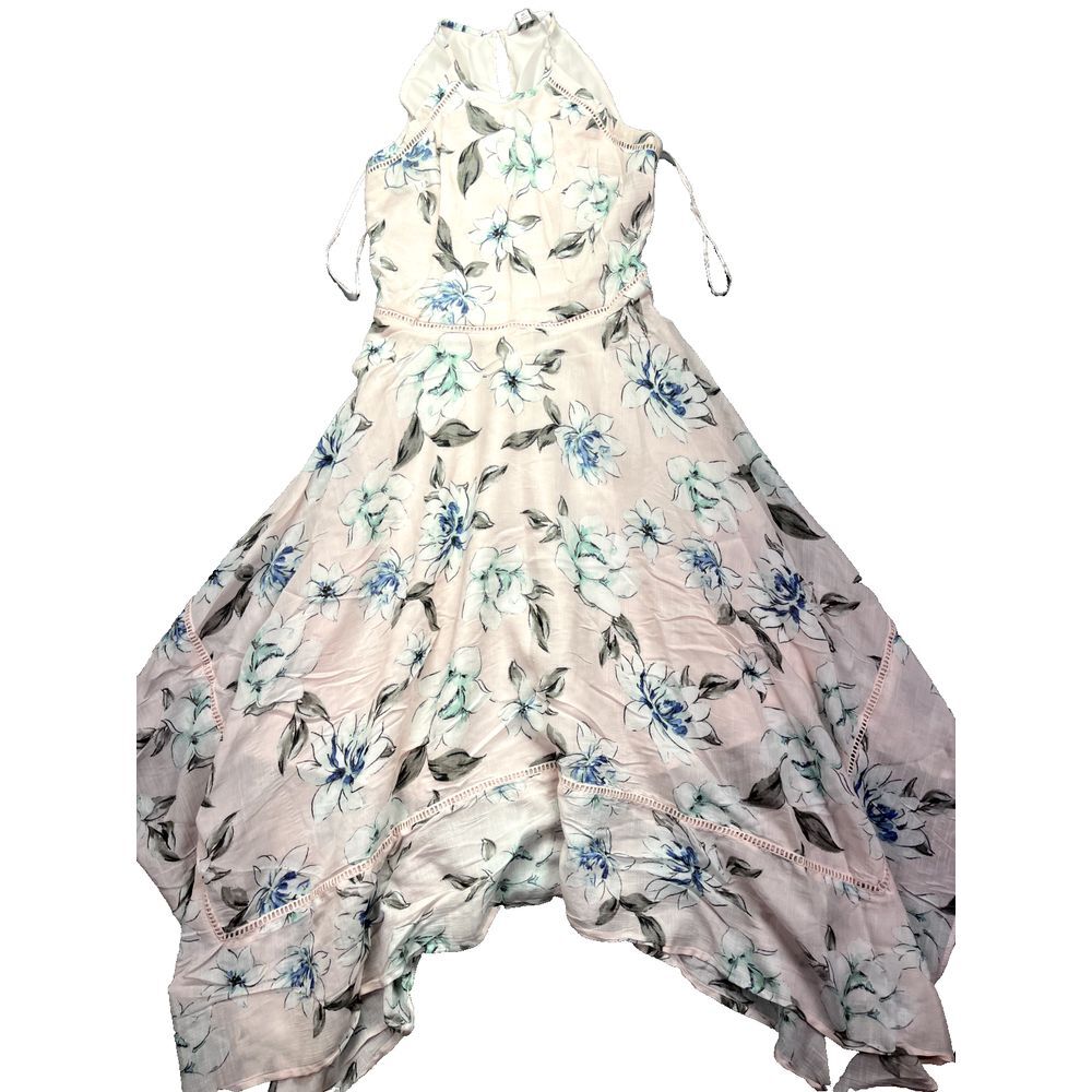 Candies Women's Dress Floral Size XS Pink Sleeveless Zip Ruffle Relaxed